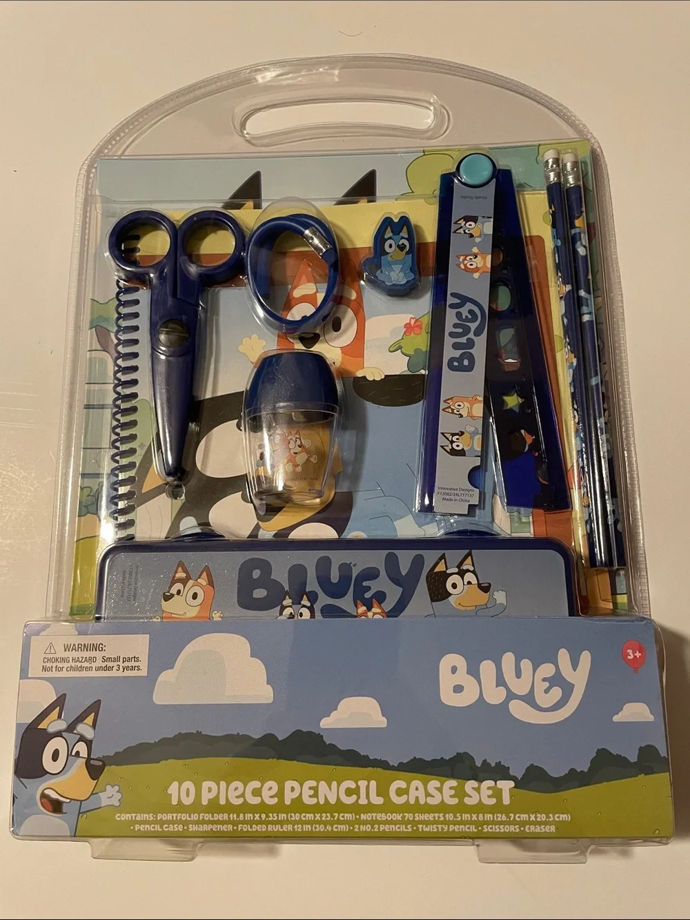 Bluey 10 Piece Blue Stationery Set with Molded pencil case Bundle Set Sealed NEW